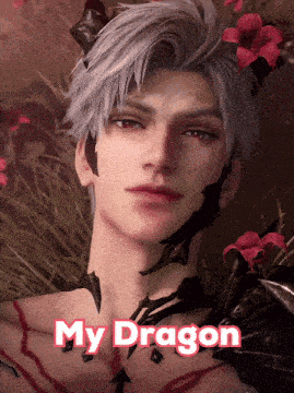 a poster of a man with horns and the words my dragon on it