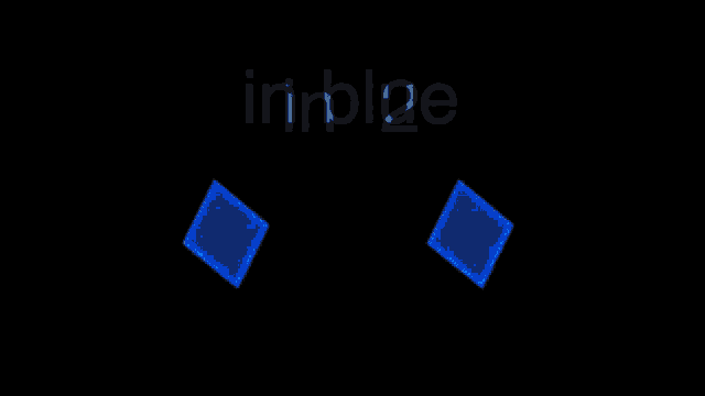 a black background with the words " in blue " and two blue squares