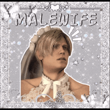 a picture of a man in a bride 's dress with the words malewife on the bottom