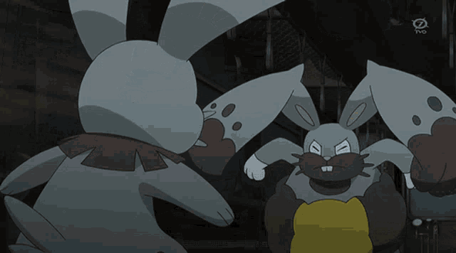 two cartoon rabbits are fighting each other with tv2 written on the bottom