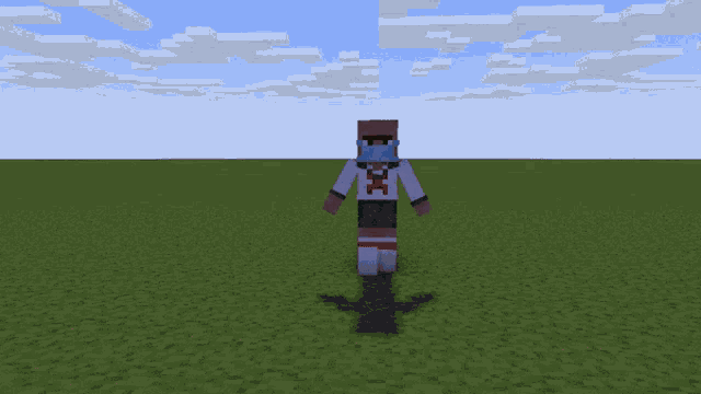 a minecraft character with the letter l on its face