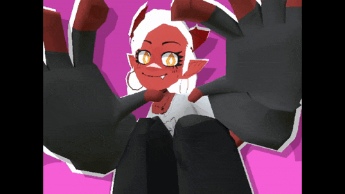 a cartoon drawing of a girl with a red face
