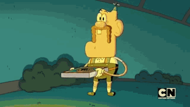 a cartoon character from cartoon network is standing in the grass