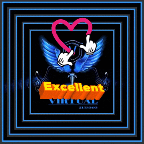a poster for excellent virtual studios with a heart and wings