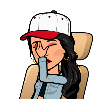 a cartoon of a woman wearing a baseball cap covering her eyes