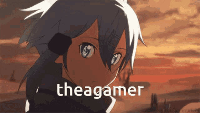 a picture of a girl with the word theagamer on the bottom right