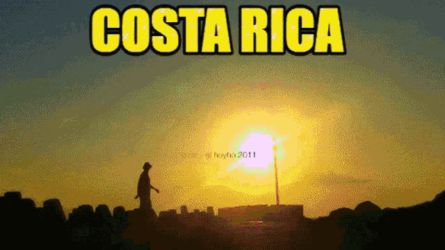 a picture of a sunset with the word costa rica on it