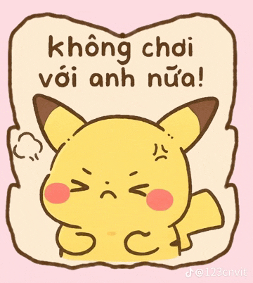 a cartoon of a pikachu with an angry face and the words " không chơi voi anh nữa "