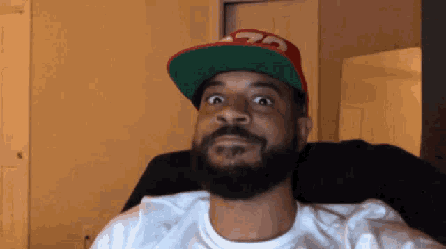a man with a beard is wearing a hat with the number 76 on it