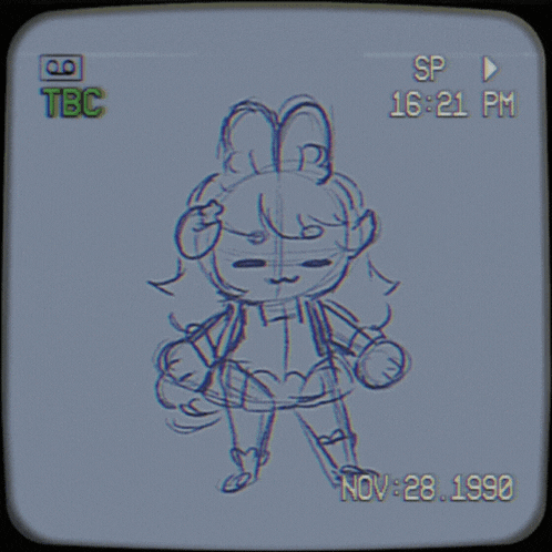 a drawing of a girl is on a screen that says tbc at the top