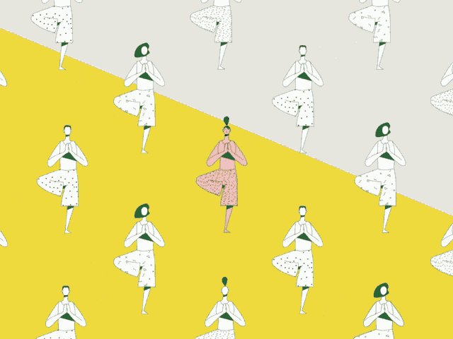 a drawing of a woman in a pink skirt is surrounded by other people