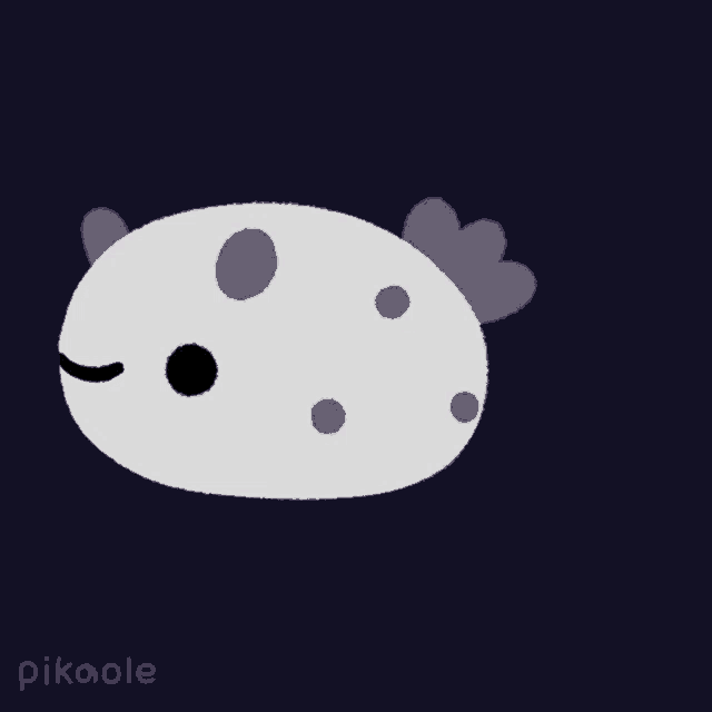 a drawing of a white fish with purple spots and the name pikoole