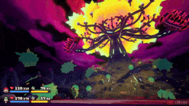 a screenshot of a video game showing a tree with a crown on it
