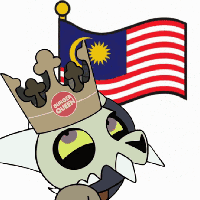 a cartoon character wearing a burger queen crown