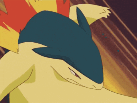 a cartoon drawing of a pokemon with a blue head