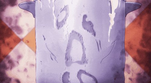 a purple pot with a drawing of a face on the side