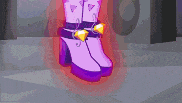a pair of purple and white boots with diamonds on the ankles