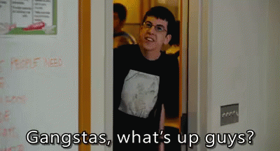 When Your Friend Spots You From The Hallway GIF - Whats Up Guys Gangstas Superbad GIFs