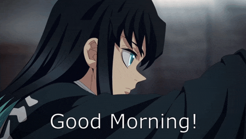a picture of a anime character with the words good morning