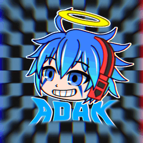 a drawing of a girl with headphones and the word adak below her