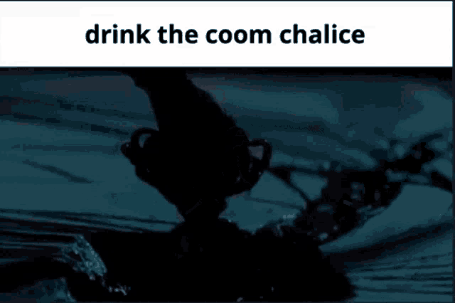 a silhouette of a genie lamp with the words drink the coom chalice above it