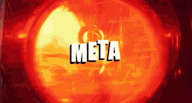 a red background with the word meta in white letters