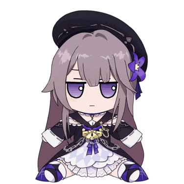 a cartoon drawing of a girl with long hair and purple eyes