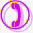 a purple telephone is in a purple circle on a white background .