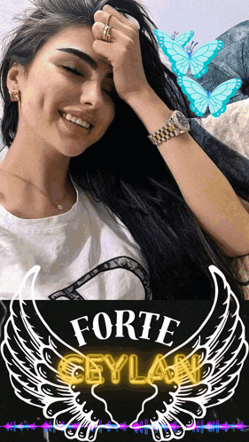 a picture of a woman with wings and the words forte ceylan
