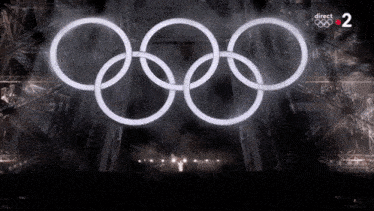 the olympic rings are shown on a screen with the number 2 on it