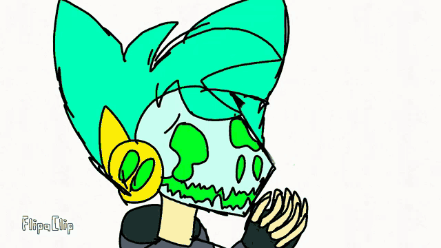 a cartoon of a person with a skull mask on their face