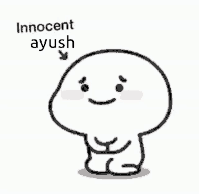 a drawing of a cartoon character with the words `` innocent ayush '' .