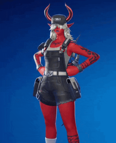 a woman with horns is wearing a hat that says ' i love you '