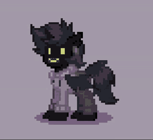 a pixel art drawing of a pony with a popup window that says ' php vertical ' on it