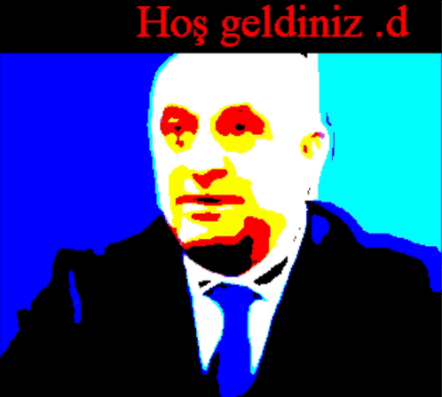 a drawing of a man in a suit and tie with the words hoş geldiniz.d
