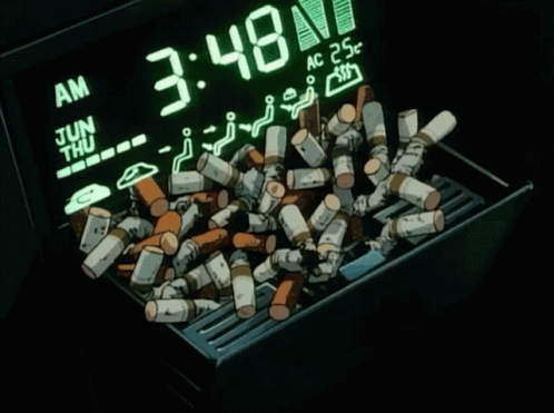 Anime Digital Clock GIF - Anime Digital Clock Cigarettes GIFs