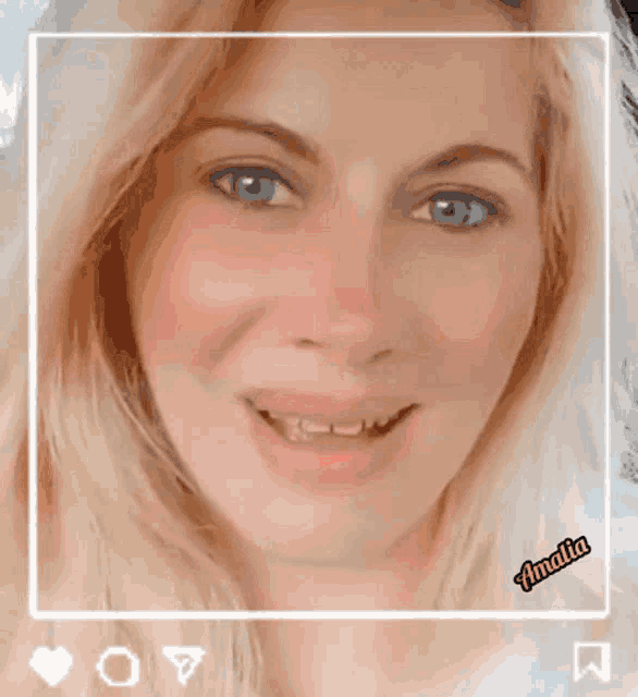 a picture of a woman with the name amelia on the bottom right