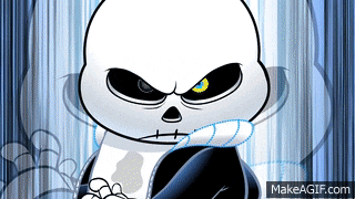 a cartoon of a skeleton with an angry look on his face and the words makeagif.com at the bottom
