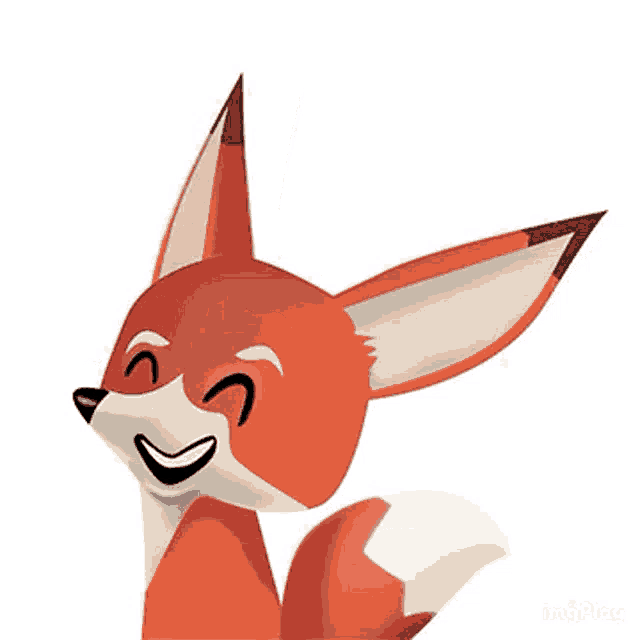 a cartoon fox is smiling and looking up at the sky