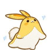 a yellow and white cartoon rabbit with a star on its face .