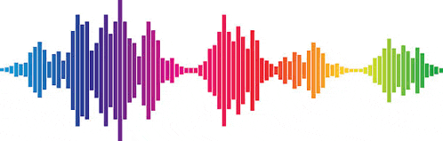 a set of colorful sound waves on a white background
