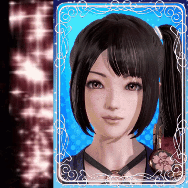 a picture of a girl with a ponytail in a frame
