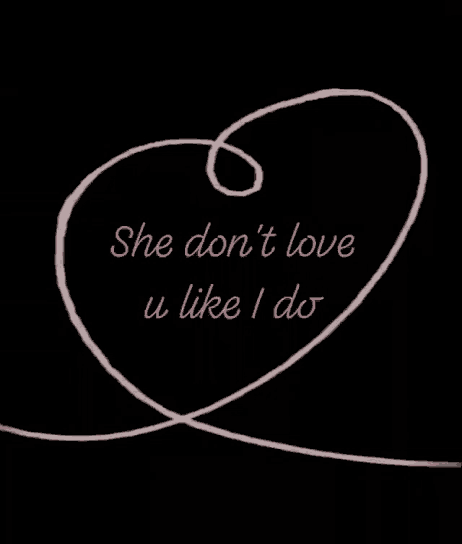 a drawing of a heart with the words she don t love u like i do on it