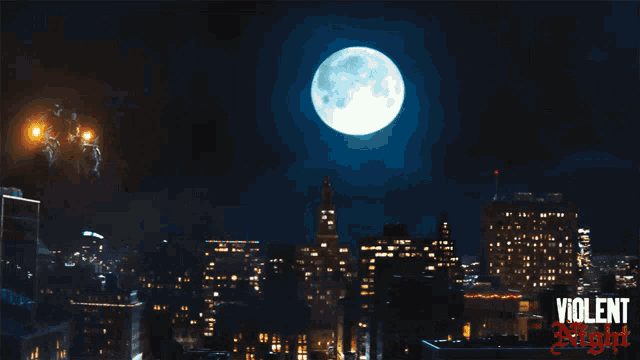 a poster for violent night with a full moon