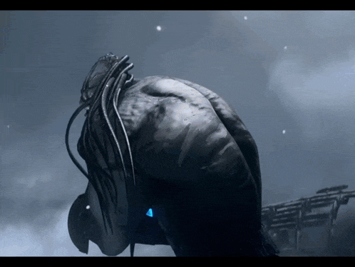 a drawing of a monster with a blue light on its head