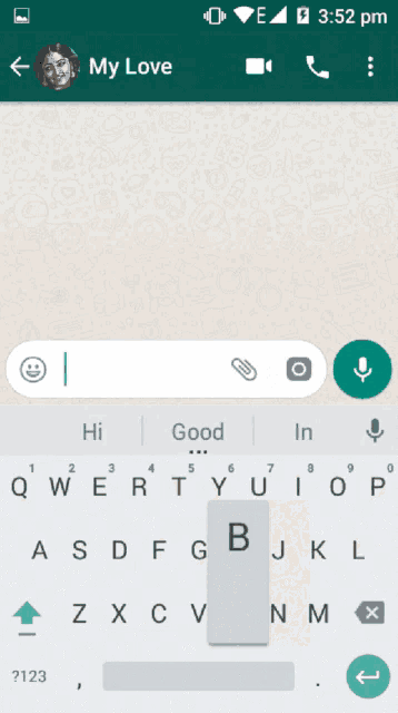 a phone screen shows a message from someone named my love