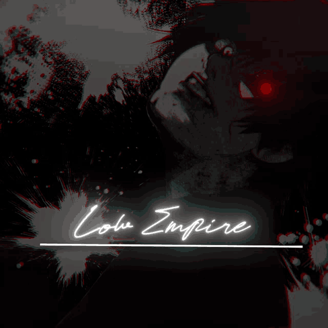 a black and white image with the words low empire written in white