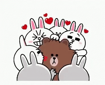 Cony Line Friends Cony And Brown GIF - Cony Line Friends Cony And Brown Kiss GIFs
