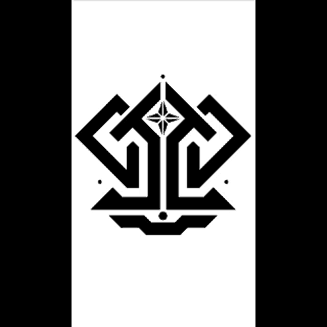 a black and white logo on a white background with a star in the middle .