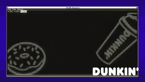 a computer screen displays a dunkin ' logo